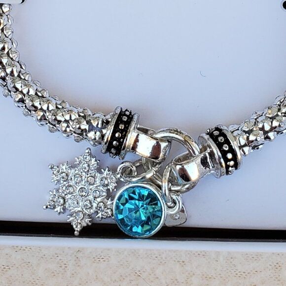 Nine West Bracelet with Snowflake and Blue Gem Charms - Picture 3 of 4